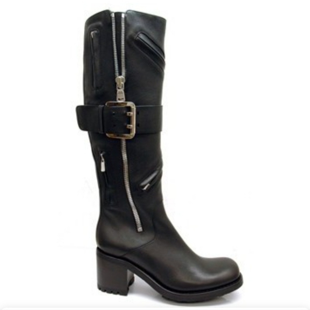 Sexy, Chic Free Lance Paris Black Leather Moto Motorcycle Boots 6.5 Portugal